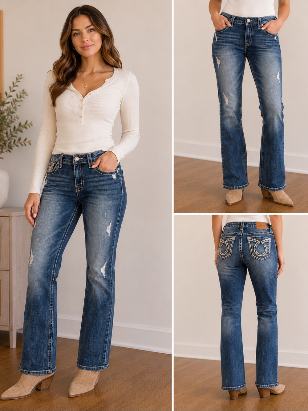 Big Star Distressed Bootcut Jeans – Size 26L (Hemmed to 28” Inseam)